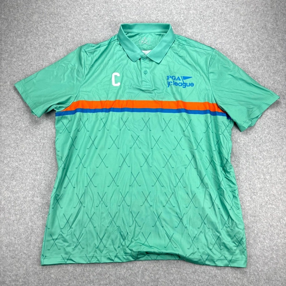 Macron Polo Shirt Men XL Mint Green Golf PGA Jr. League Short Sleeve Performance